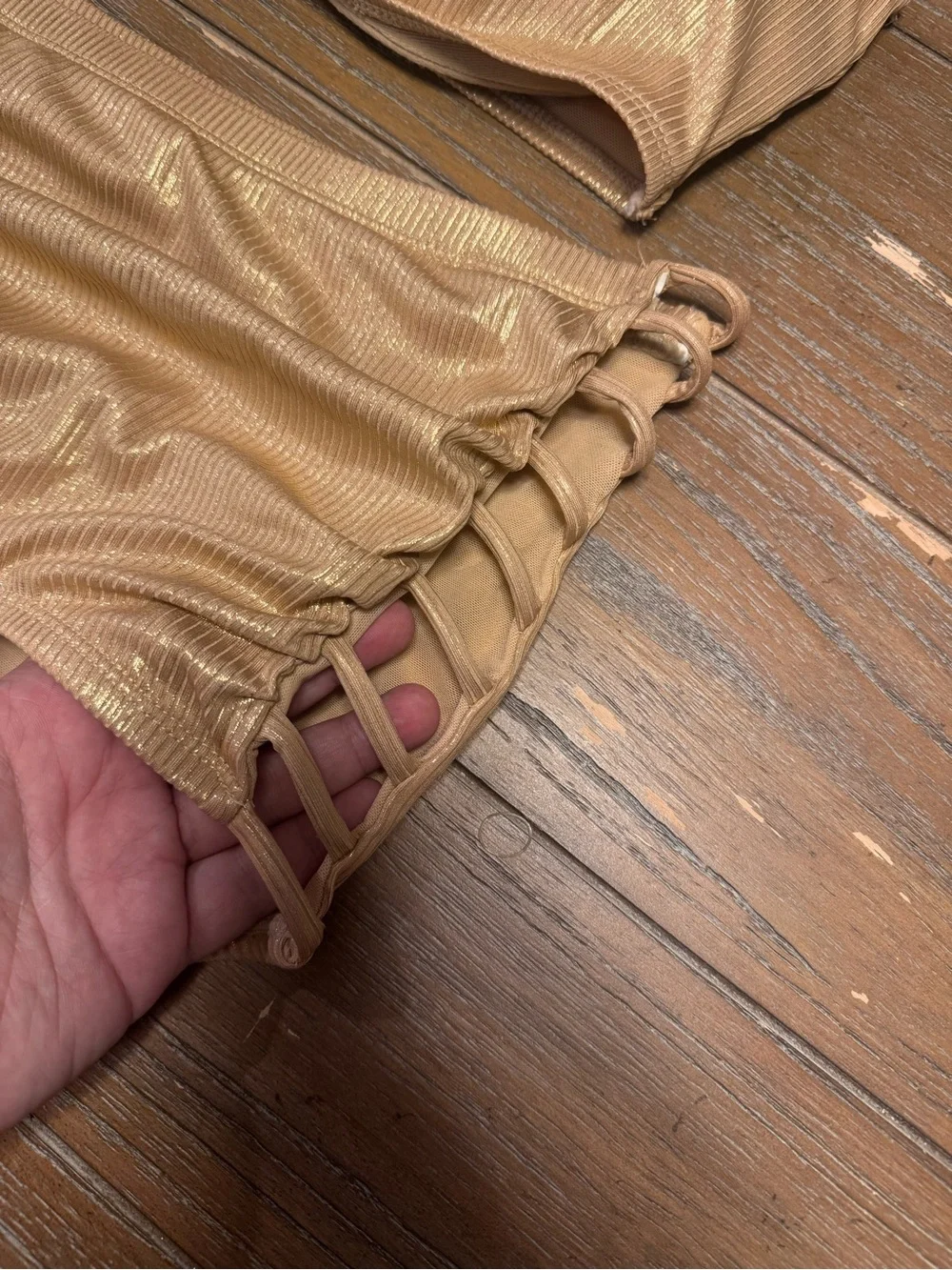 Cacique Shimmery Tan Ribbed Swim Top - Picture 3 of 8